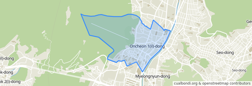 Mapa de ubicacion de 온천1동.