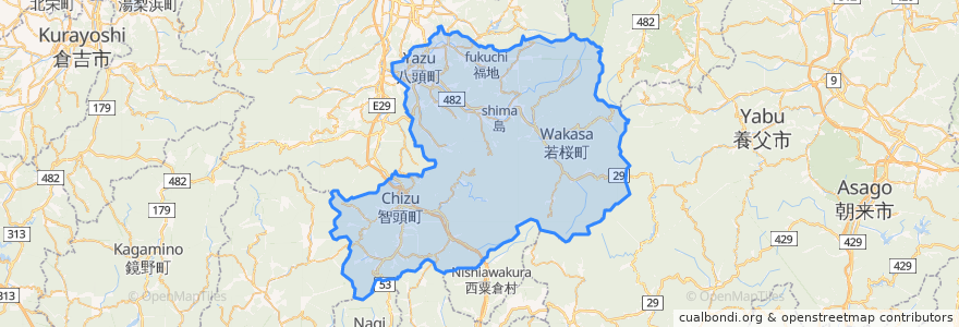 Mapa de ubicacion de Yazu County.