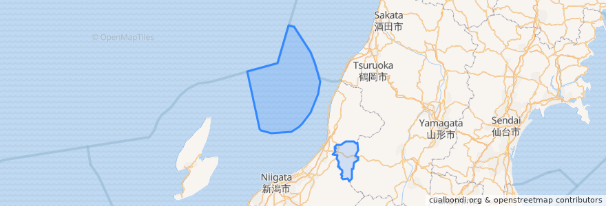 Mapa de ubicacion de Iwafune County.