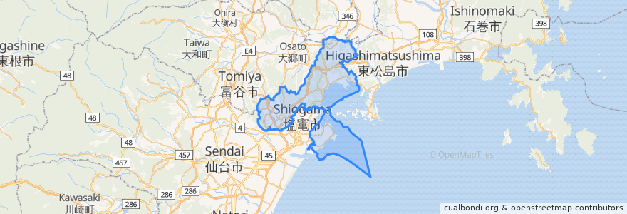 Mapa de ubicacion de Miyagi County.
