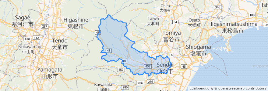 Mapa de ubicacion de Aoba Ward.