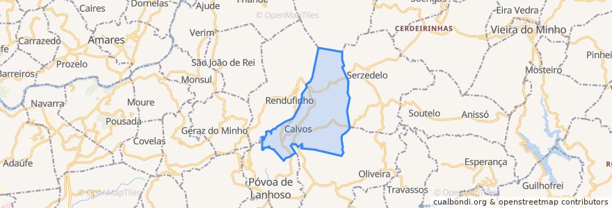 Mapa de ubicacion de Calvos e Frades.