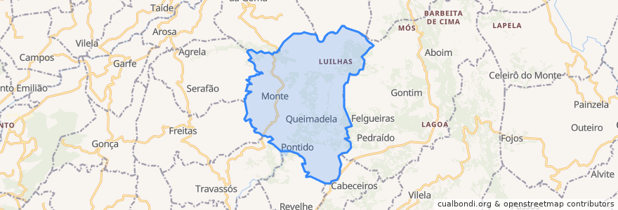 Mapa de ubicacion de Monte e Queimadela.