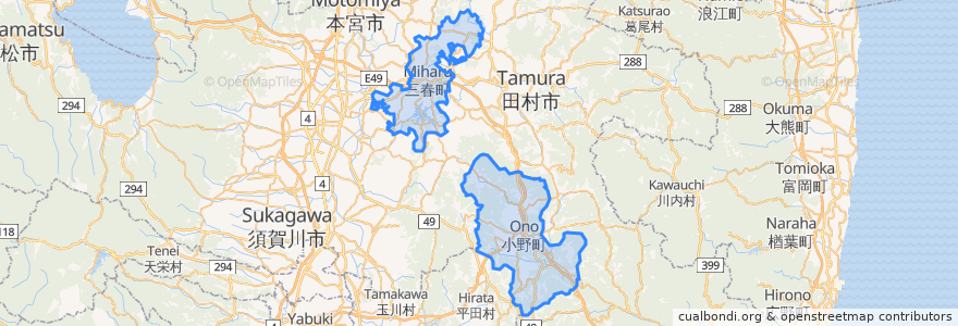 Mapa de ubicacion de 田村郡.