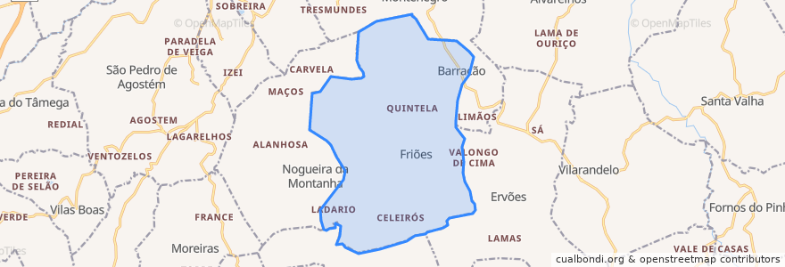 Mapa de ubicacion de Friões.