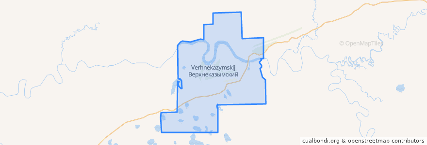 Mapa de ubicacion de сельское поселение Верхнеказымский.