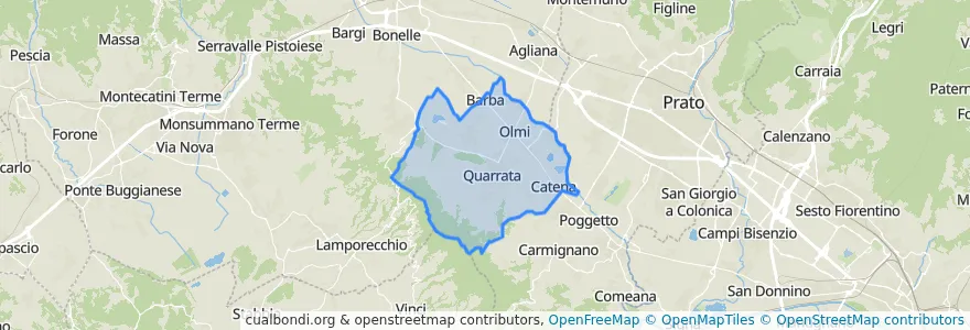 Mapa de ubicacion de Quarrata.