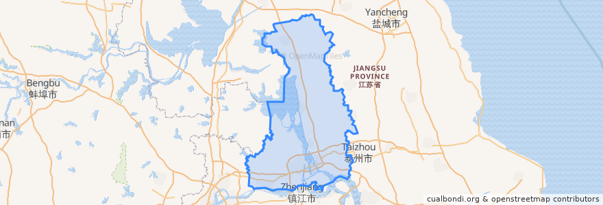 Mapa de ubicacion de Yangzhou City.