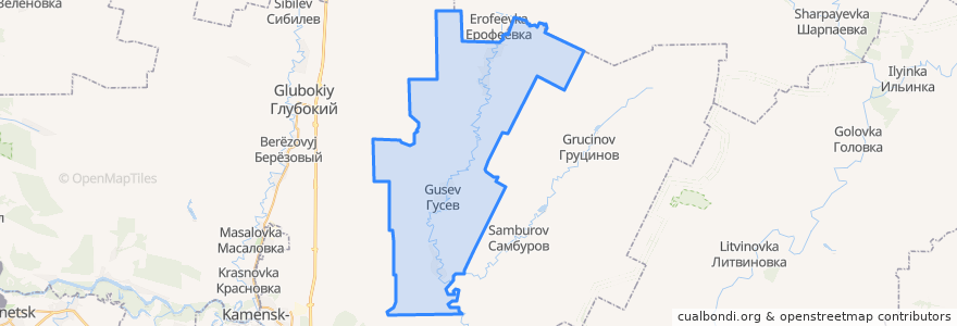 Mapa de ubicacion de Гусевское сельское поселение.