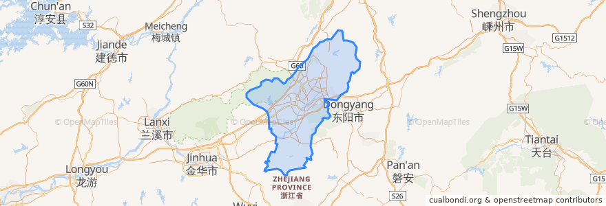 Mapa de ubicacion de Yiwu.