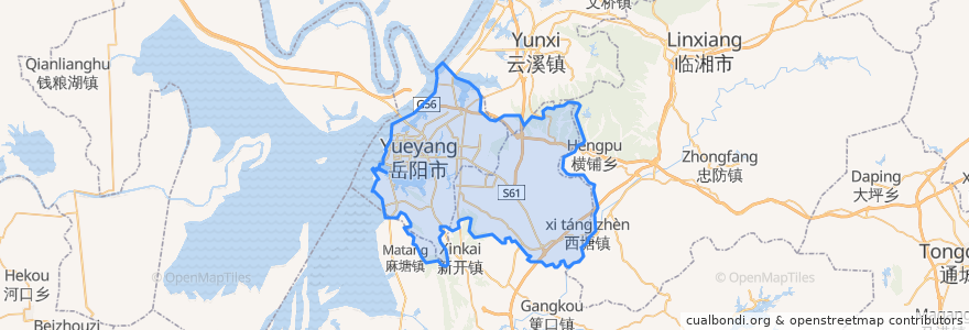 Mapa de ubicacion de District de Yueyanglou.