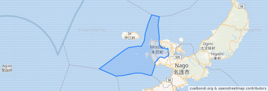 Mapa de ubicacion de Motobu.