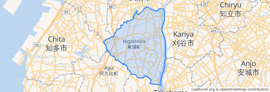 Mapa de ubicacion de Higashiura.