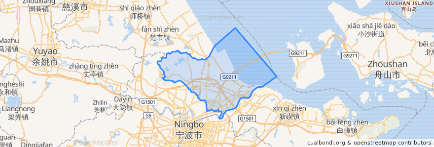 Mapa de ubicacion de Zhenhai District.