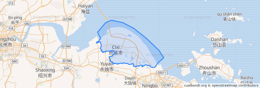 Mapa de ubicacion de 慈溪市.