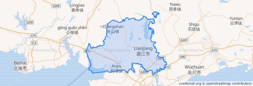Mapa de ubicacion de 廉江市.