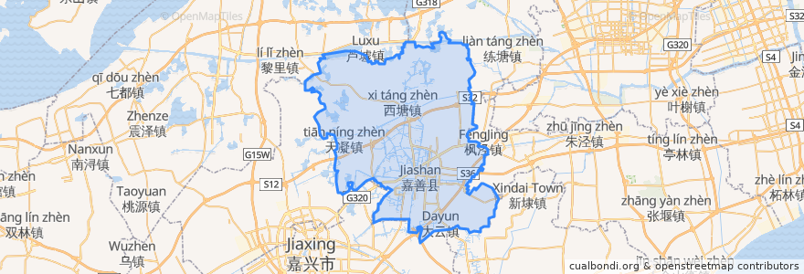 Mapa de ubicacion de Contea di Jiashan.