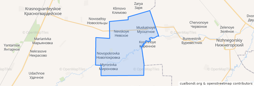 Mapa de ubicacion de Новопокровское сельское поселение.