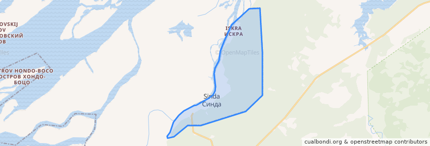 Mapa de ubicacion de Синдинское сельское поселение.