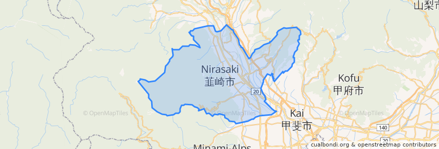 Mapa de ubicacion de Nirasaki.