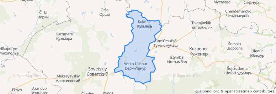 Mapa de ubicacion de Верх-Ушнурское сельское поселение.