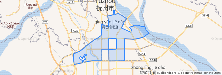 Mapa de ubicacion de Qingyun Subdistrict.