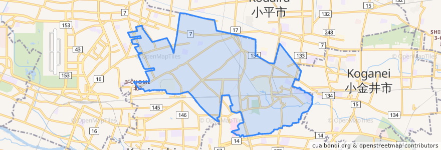 Mapa de ubicacion de Kokubunji.
