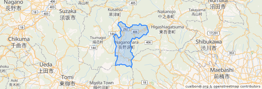 Mapa de ubicacion de Naganohara.