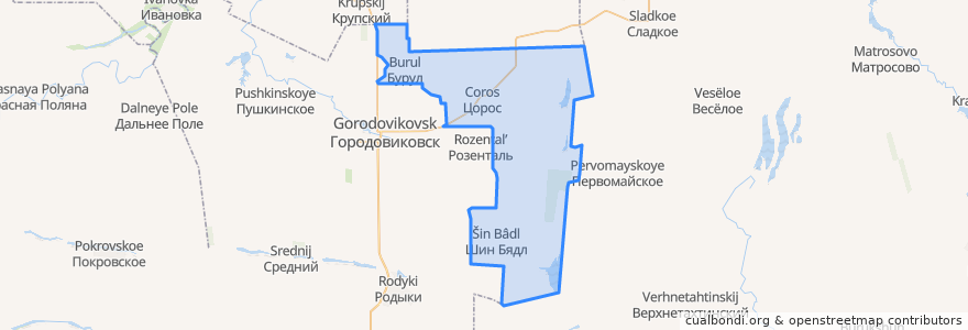 Mapa de ubicacion de Южненское сельское поселение.