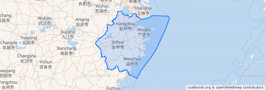 Mapa de ubicacion de 저장성.
