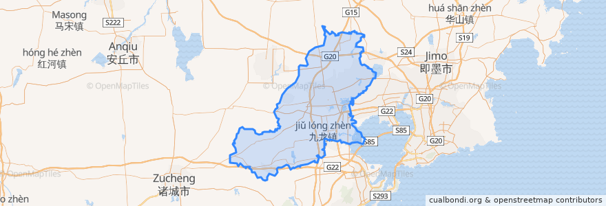 Mapa de ubicacion de Jiaozhou City.