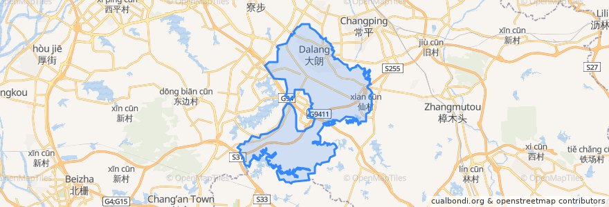 Mapa de ubicacion de Dalang Town.