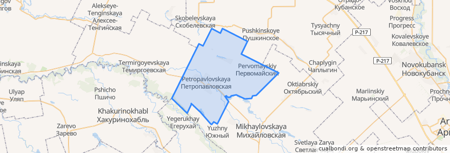 Mapa de ubicacion de Петропавловское сельское поселение.