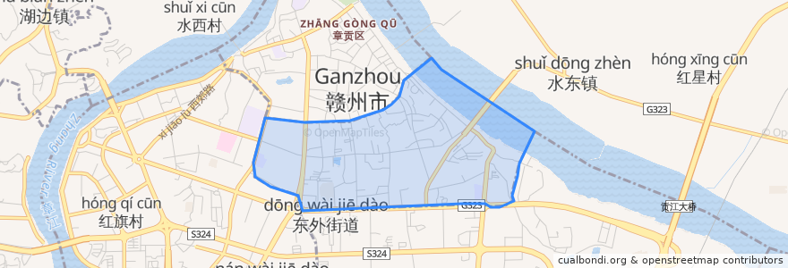 Mapa de ubicacion de Ganjiang Subdistrict.