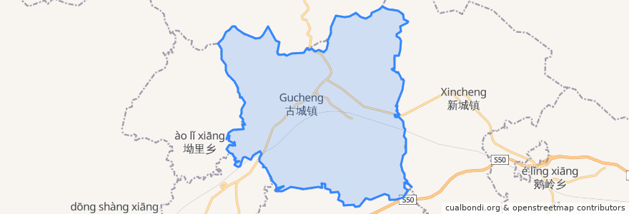 Mapa de ubicacion de Gucheng.