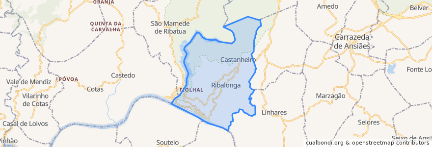Mapa de ubicacion de Castanheiro do Norte e Ribalonga.