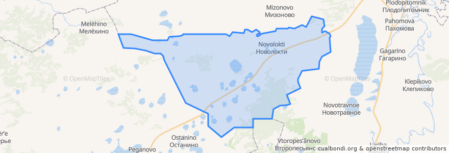 Mapa de ubicacion de Новолоктинское сельское поселение.
