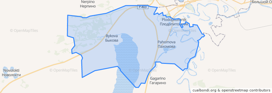 Mapa de ubicacion de Пахомовское сельское поселение.