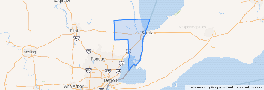 Mapa de ubicacion de مقاطعة سانت كلير.