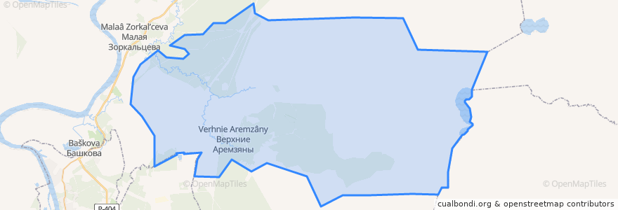 Mapa de ubicacion de Верхнеаремзянское сельское поселение.