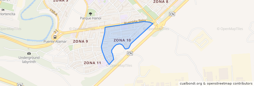 Mapa de ubicacion de Zona 10.