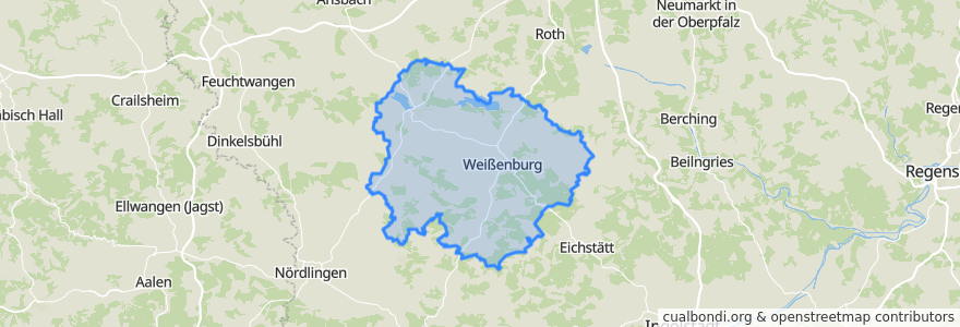 Mapa de ubicacion de Landkreis Weißenburg-Gunzenhausen.