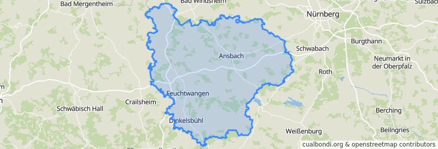 Mapa de ubicacion de Landkreis Ansbach.