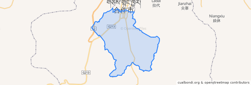 Mapa de ubicacion de 当周街道 དུང་ཕྲུག་ཁྲོམ་གཞུང་།.