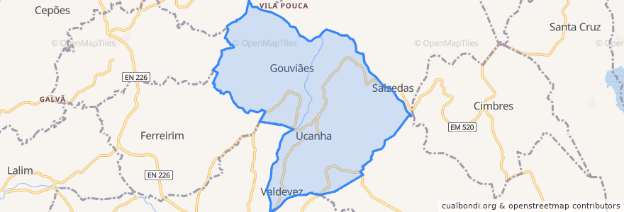 Mapa de ubicacion de Gouviães e Ucanha.