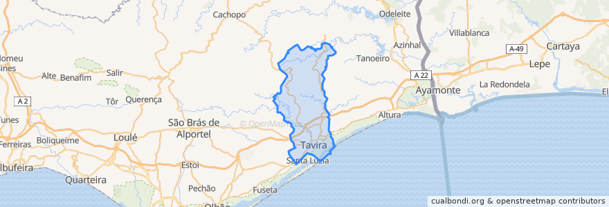 Mapa de ubicacion de Tavira (Santa Maria e Santiago).
