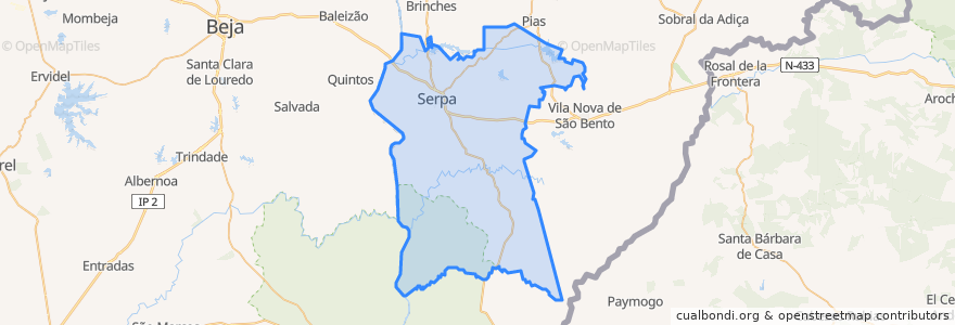 Mapa de ubicacion de Serpa (Salvador e Santa Maria).