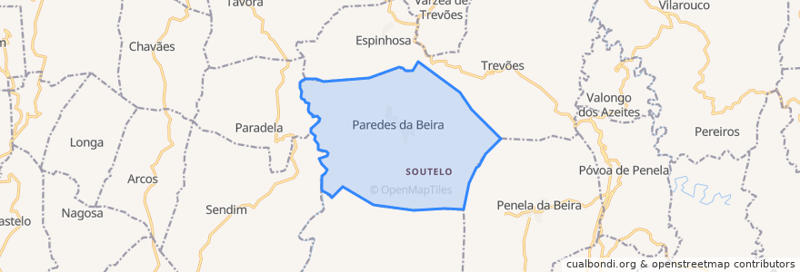 Mapa de ubicacion de Paredes da Beira.