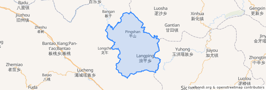 Mapa de ubicacion de Langping.