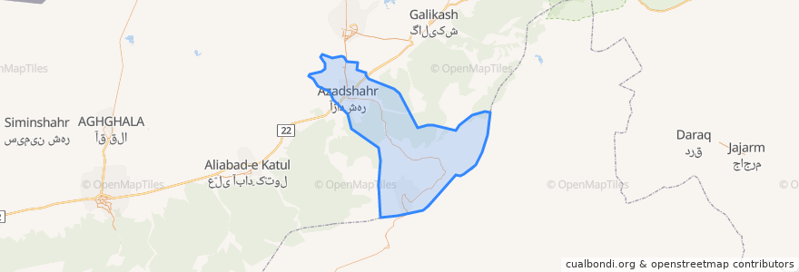 Mapa de ubicacion de Azadshahr County.